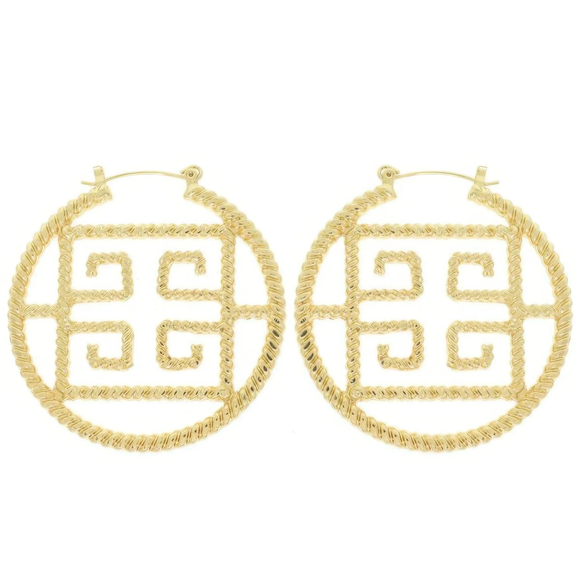 Fashionista Greek Key Hoop Earrings | Mixtshop LLC Main image