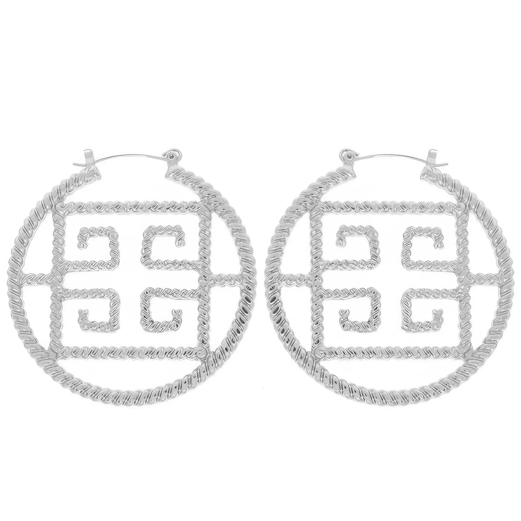 Fashionista Greek Key Hoop Earrings Secondary image