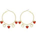 Red Acetate Resin Heart Charm Hoop Earrings | Mixtshop LLC