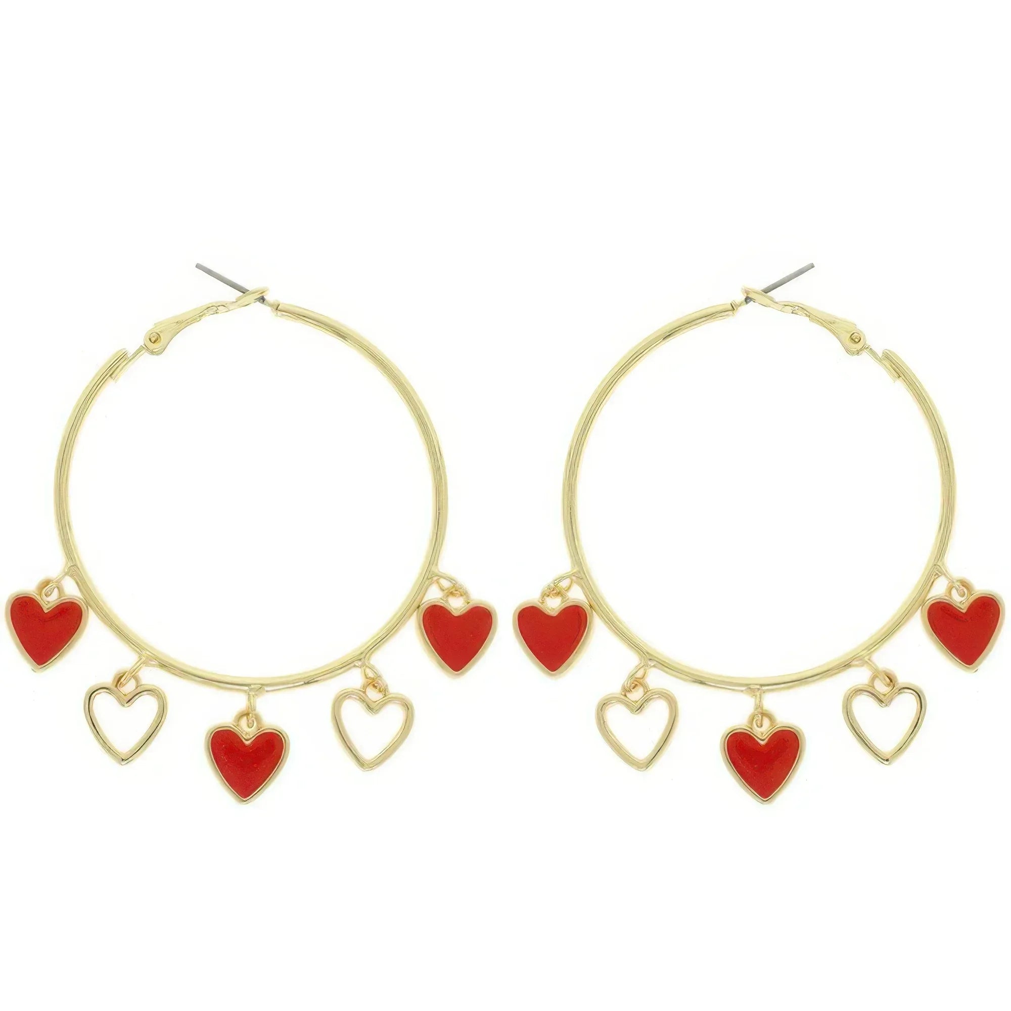 Red Acetate Resin Heart Charm Hoop Earrings | Mixtshop LLC
