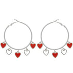 Red Acetate Resin Heart Charm Hoop Earrings | Mixtshop LLC