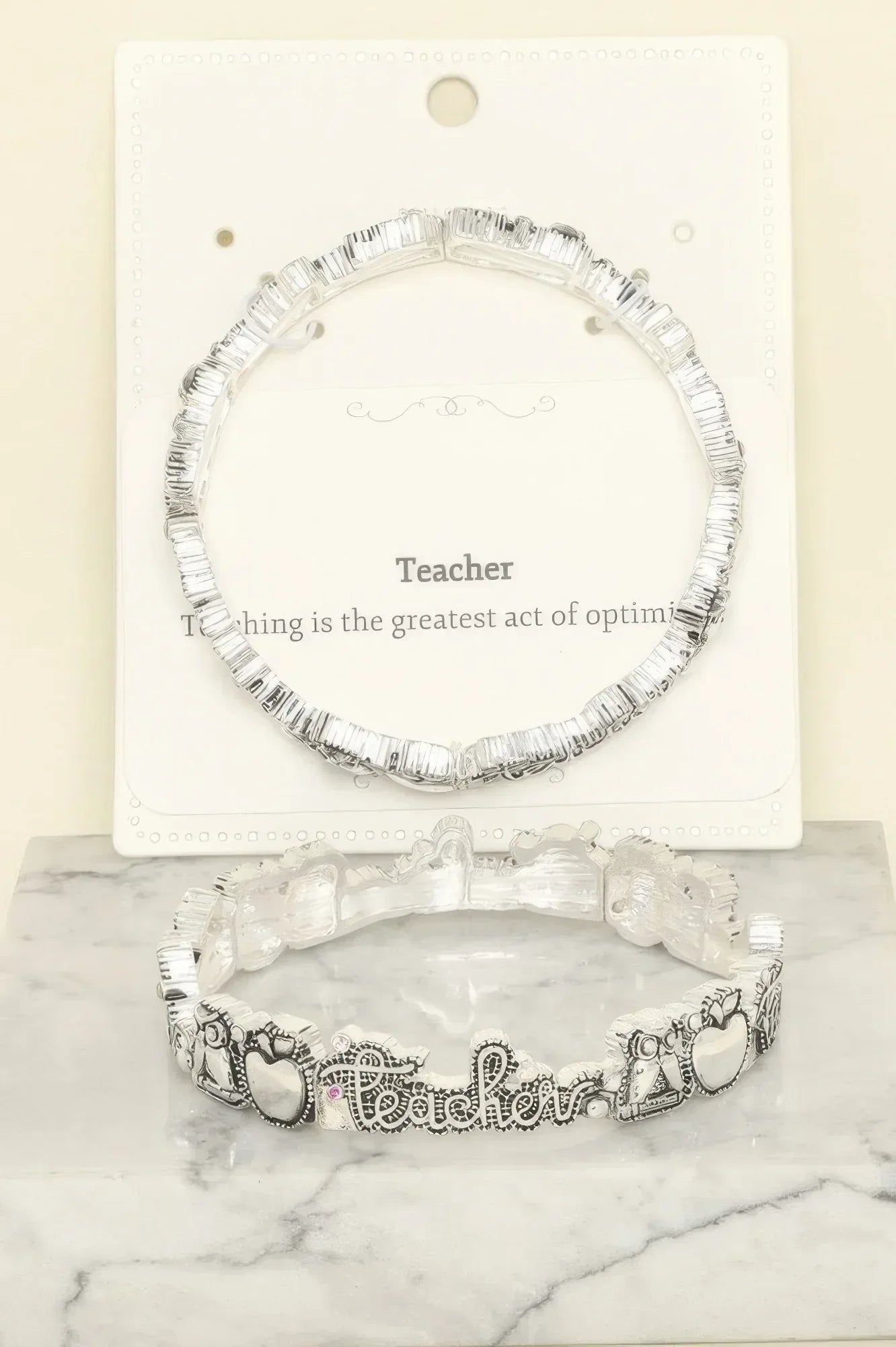 Inspirational Teacher Message Stretch Bracelet | Mixtshop LLC