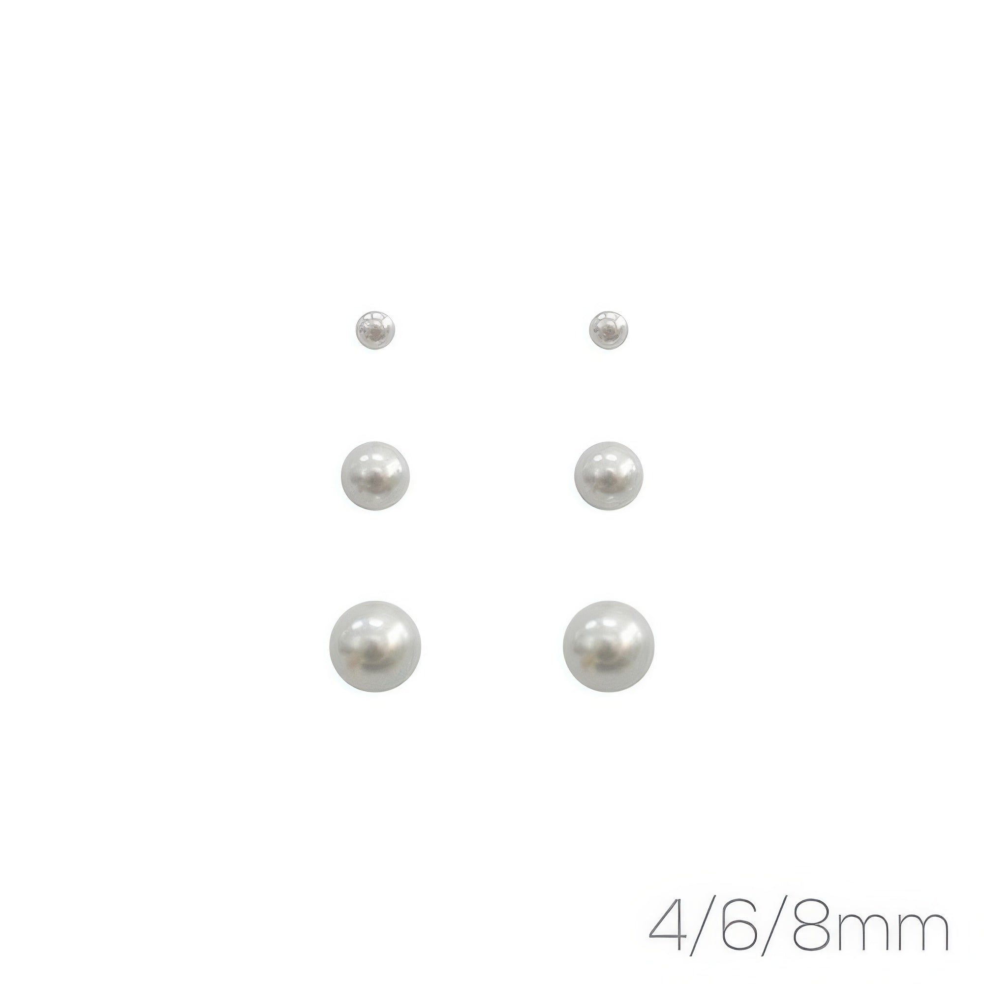 3-pair Assorted White Pearl Stud Earring Set Secondary image