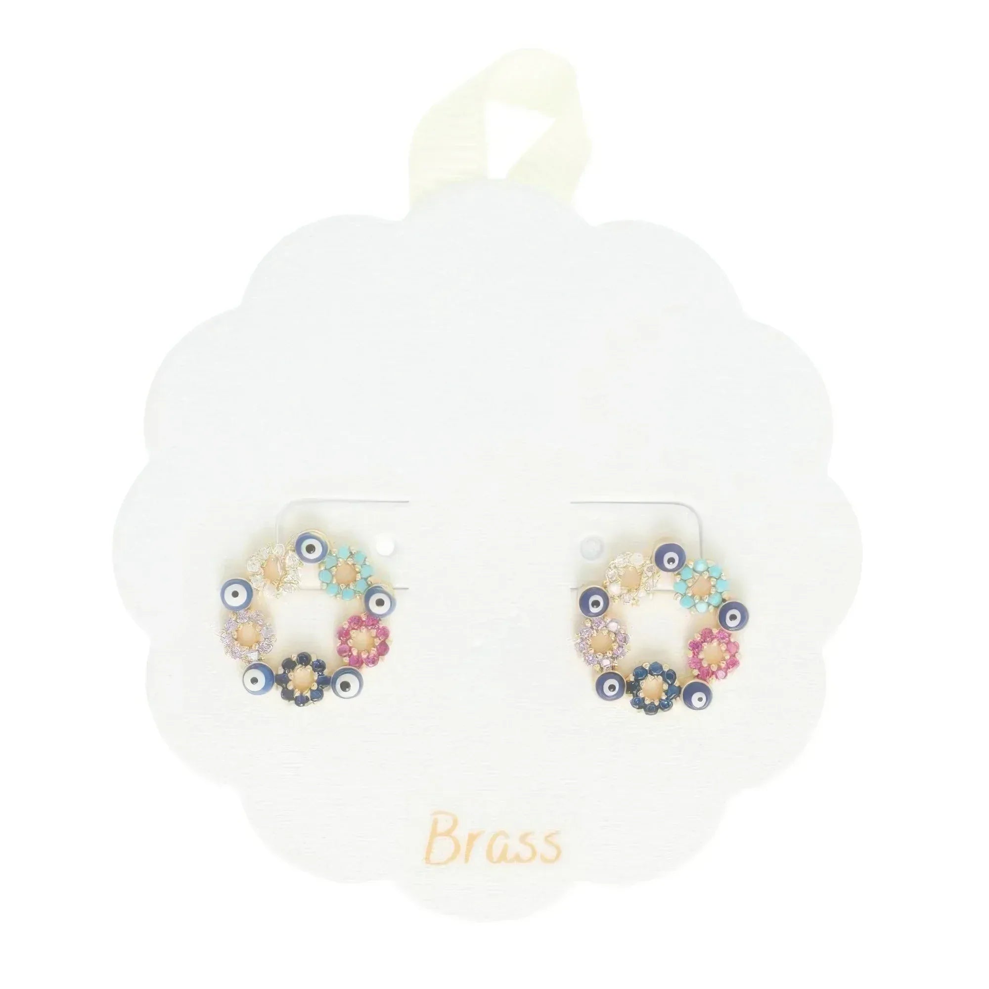 Floral Evil Eye Crystal Stud Earrings Secondary image