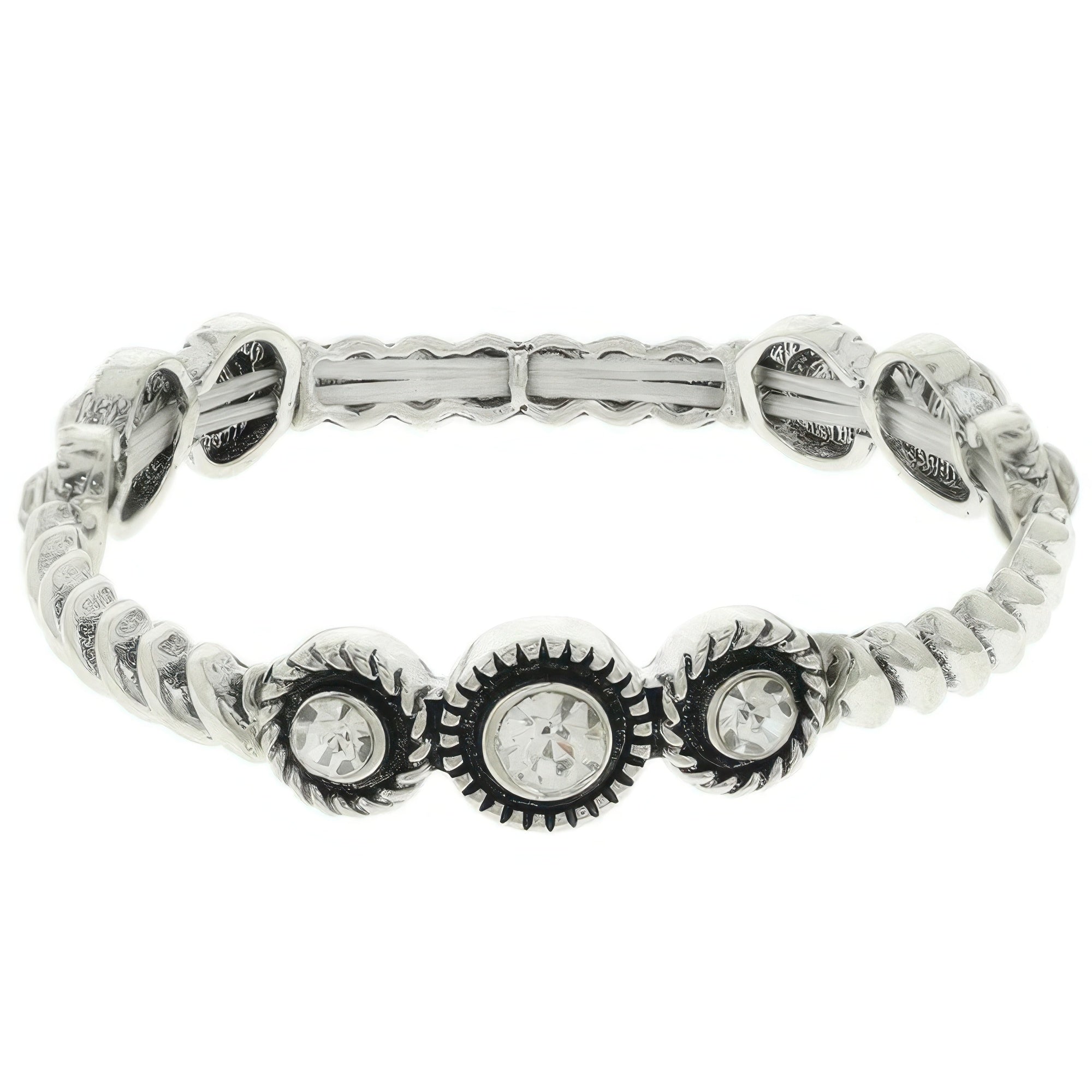 Western Crystal Bezel Ribbed Stretch Bracelet Secondary image