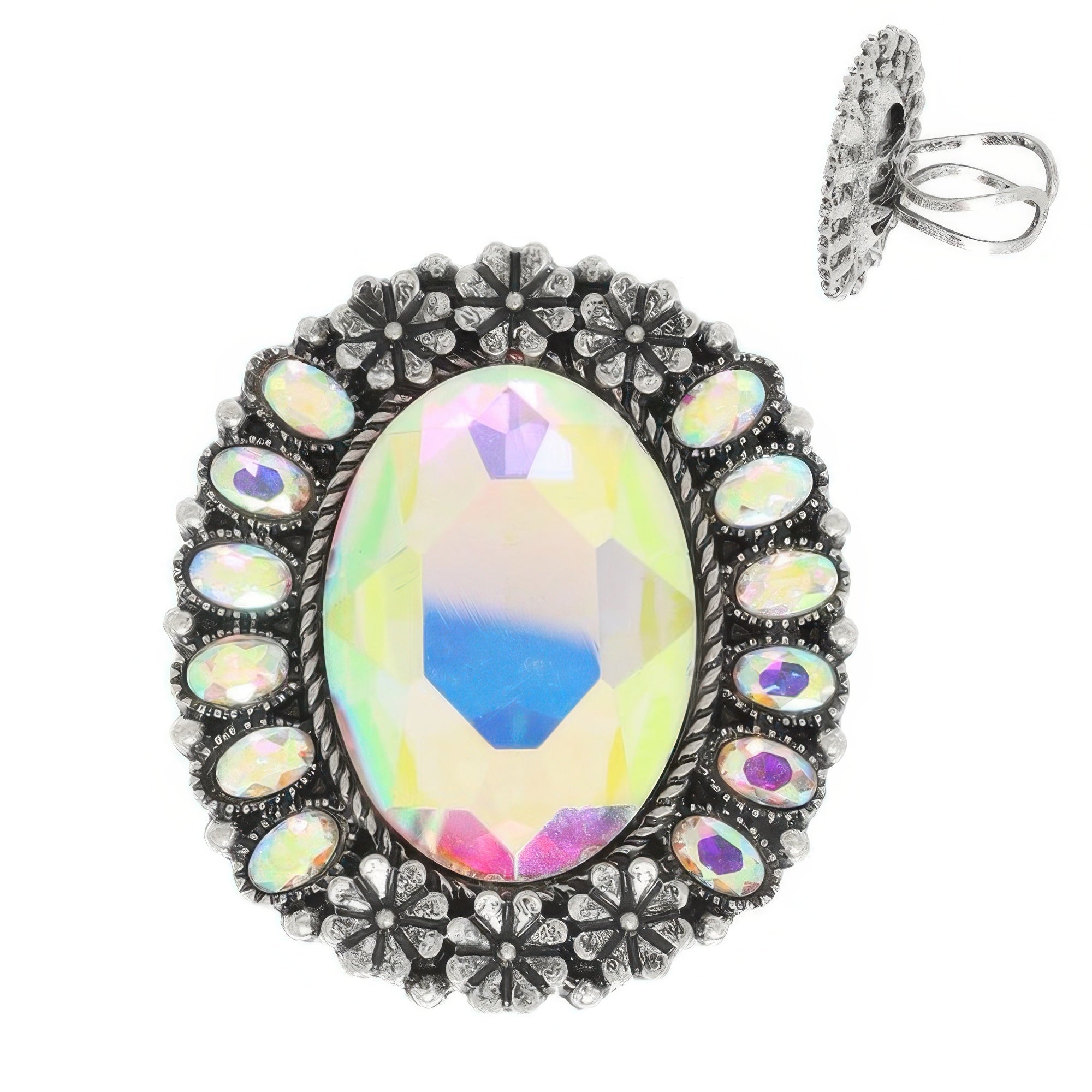 Western Oval Cut Crystal Cuff Ring Secondary image