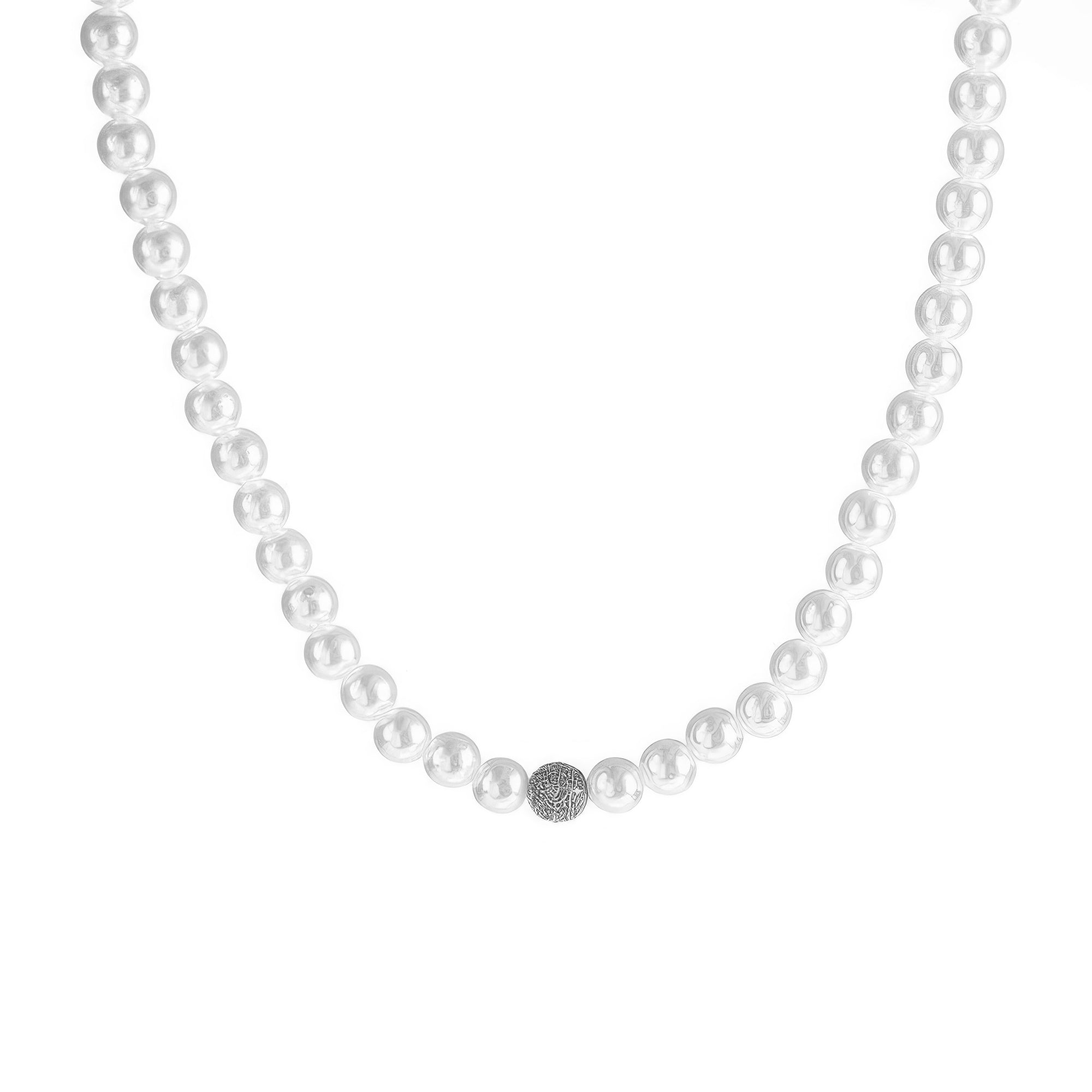 White Pearl Cubic Zirconia Pave Sphere Necklace Secondary image