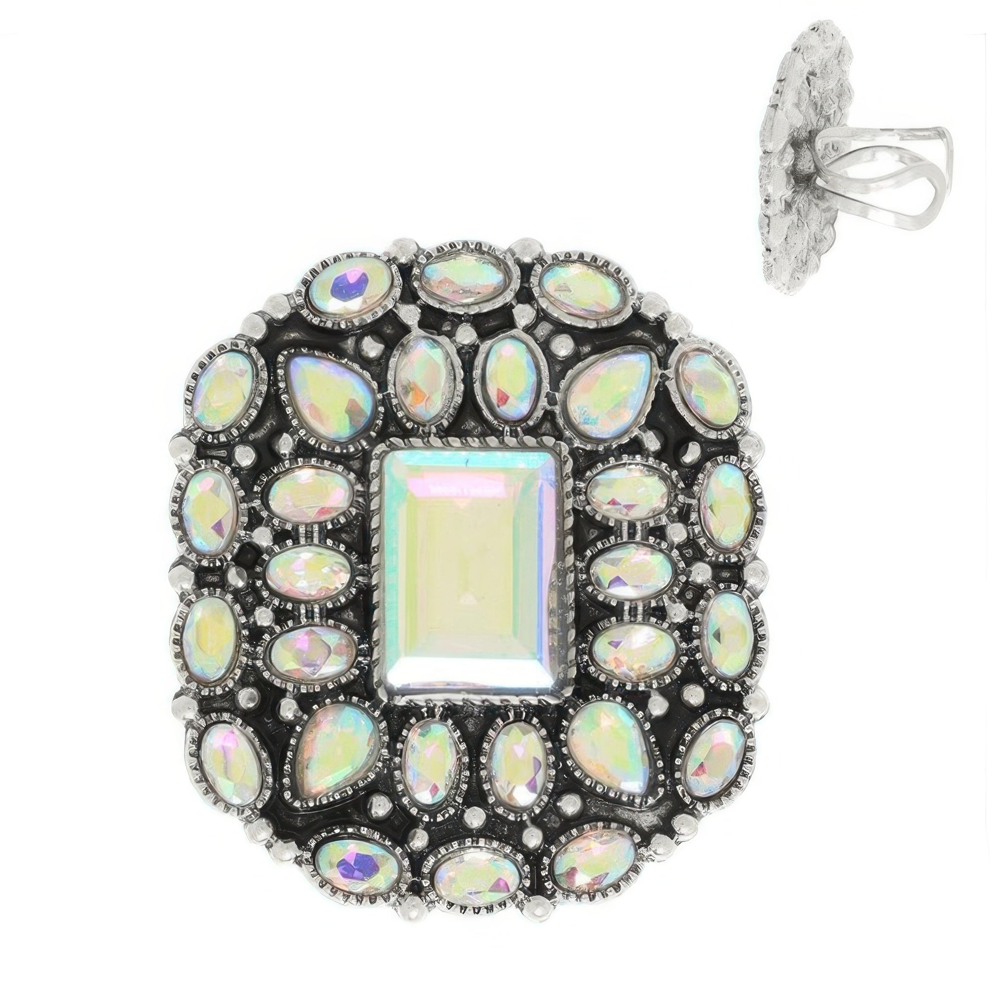 Western Floral Jeweled Cuff Ring Secondary image