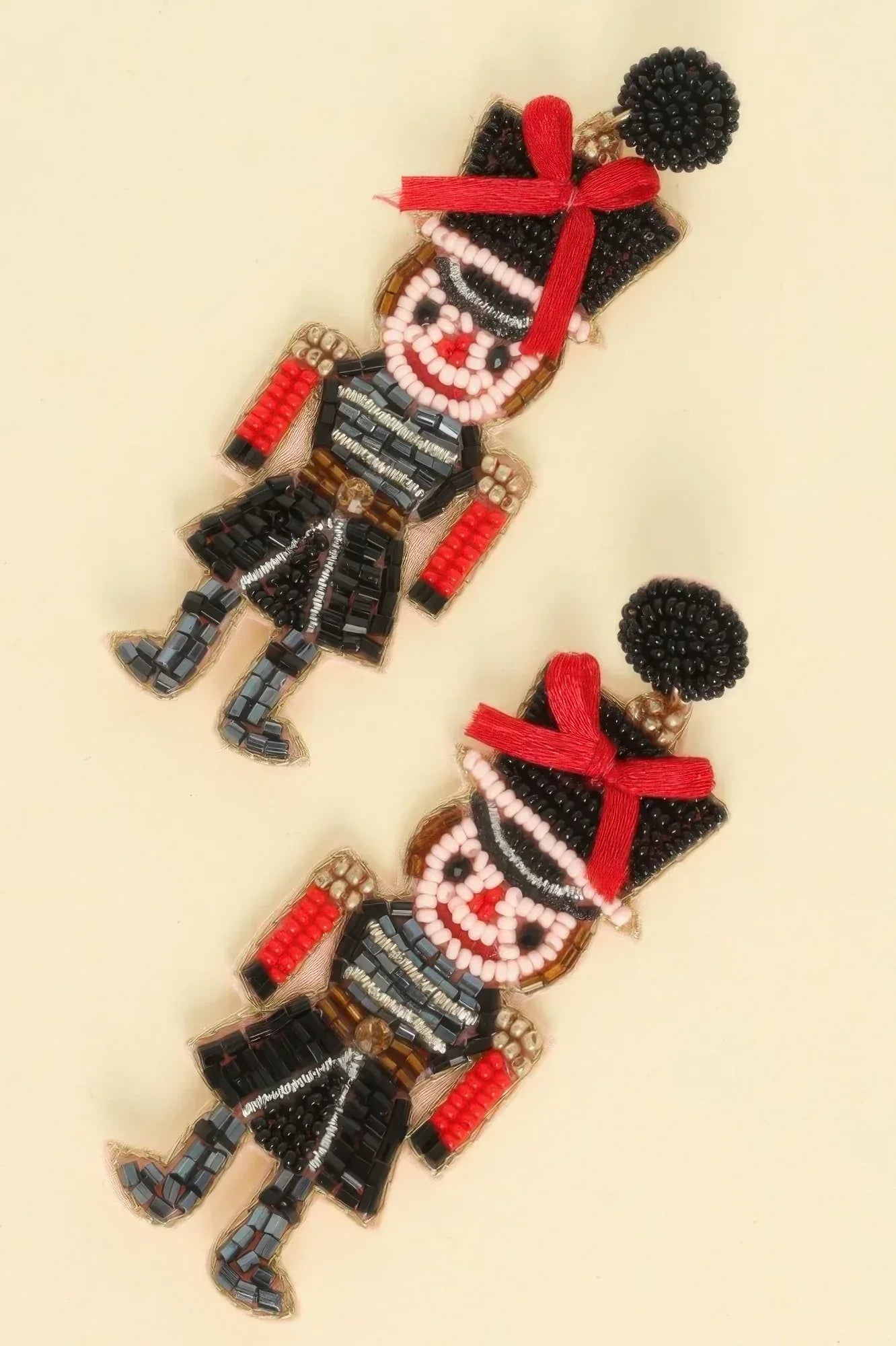 Christmas Nutcracker Seed Beaded Earrings | Mixtshop LLC Main image