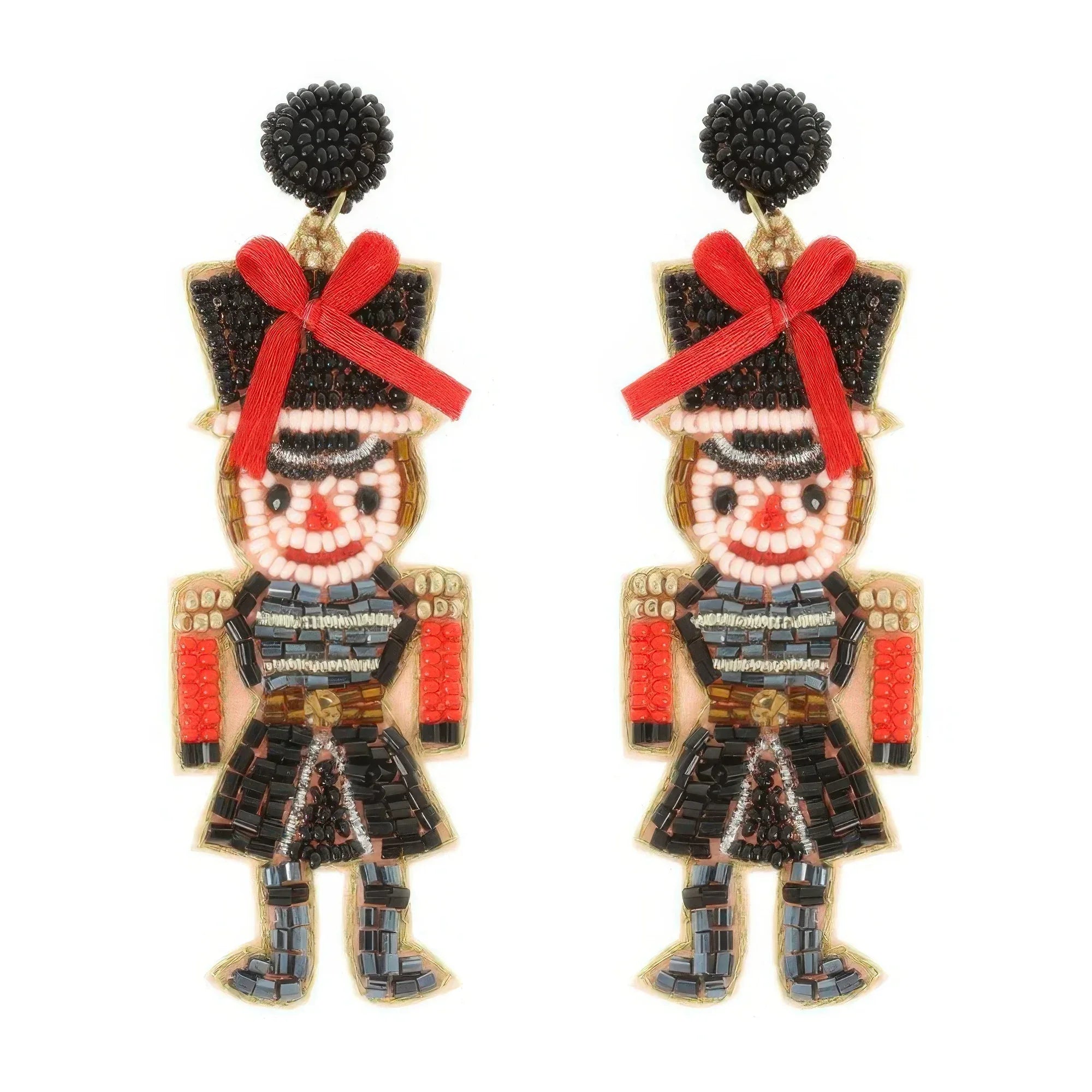 Christmas Nutcracker Seed Beaded Earrings Secondary image