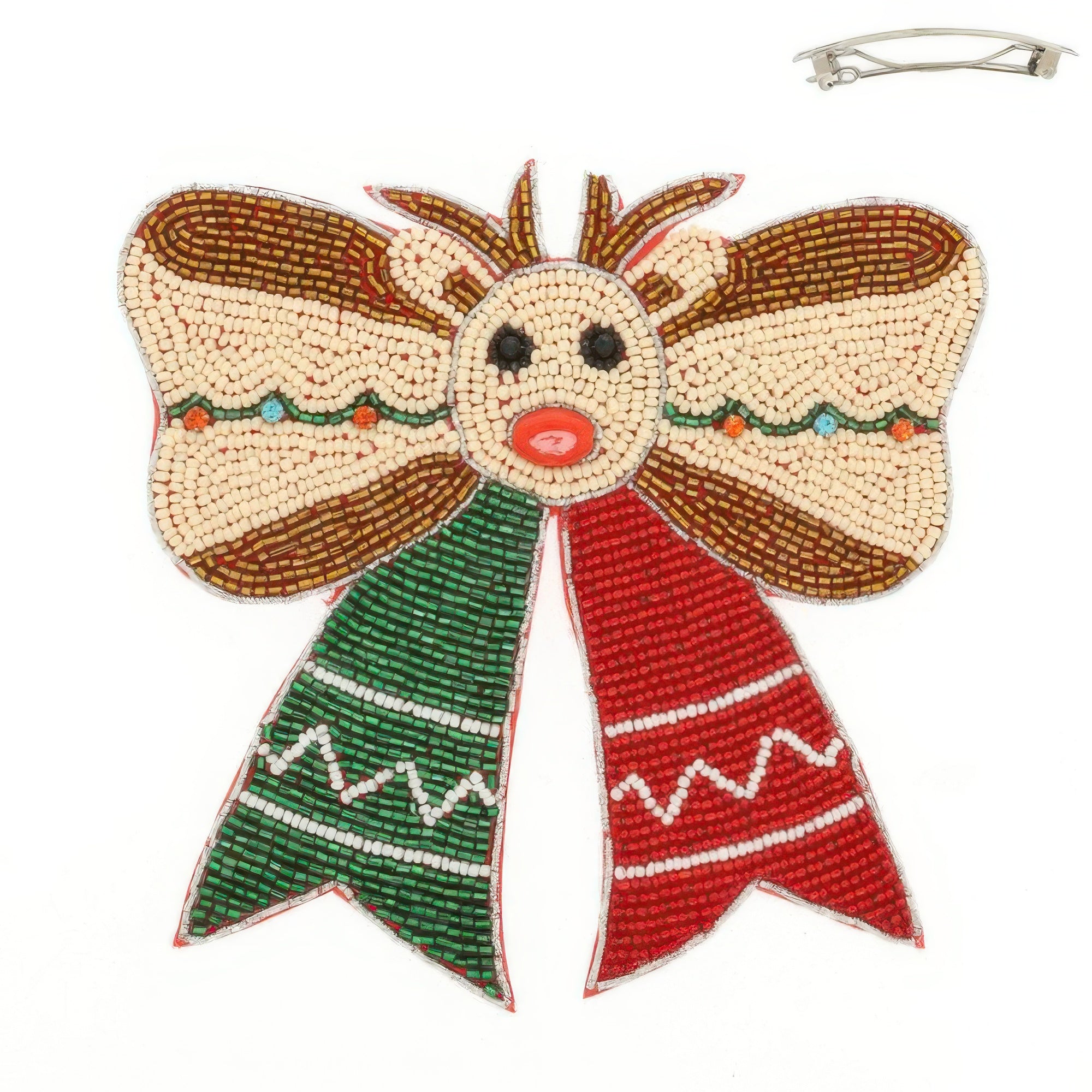 Christmas Rudolph Bow Barrette Hair Clip Secondary image