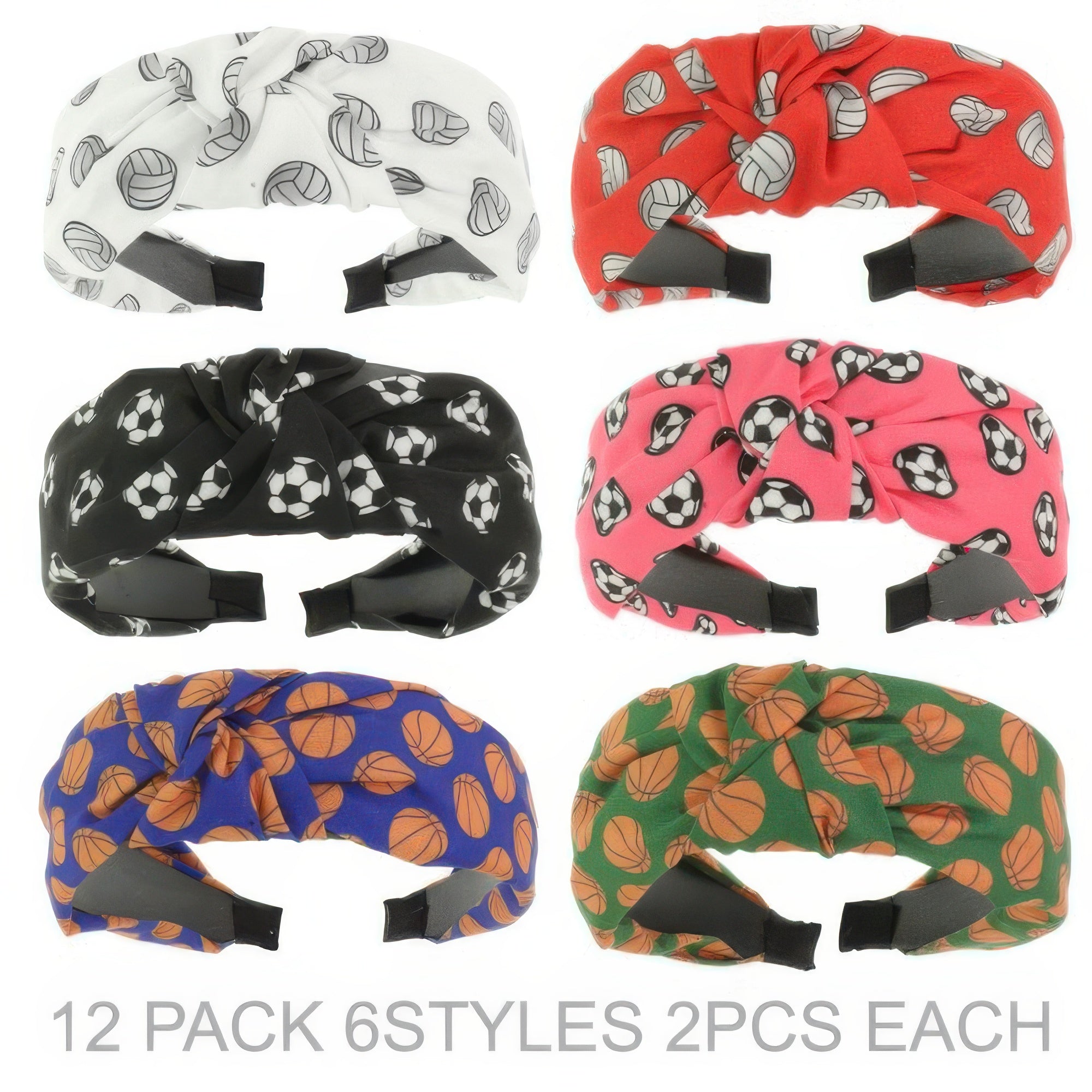 12pack Sports Ball Theme Top Knotted Headband Secondary image