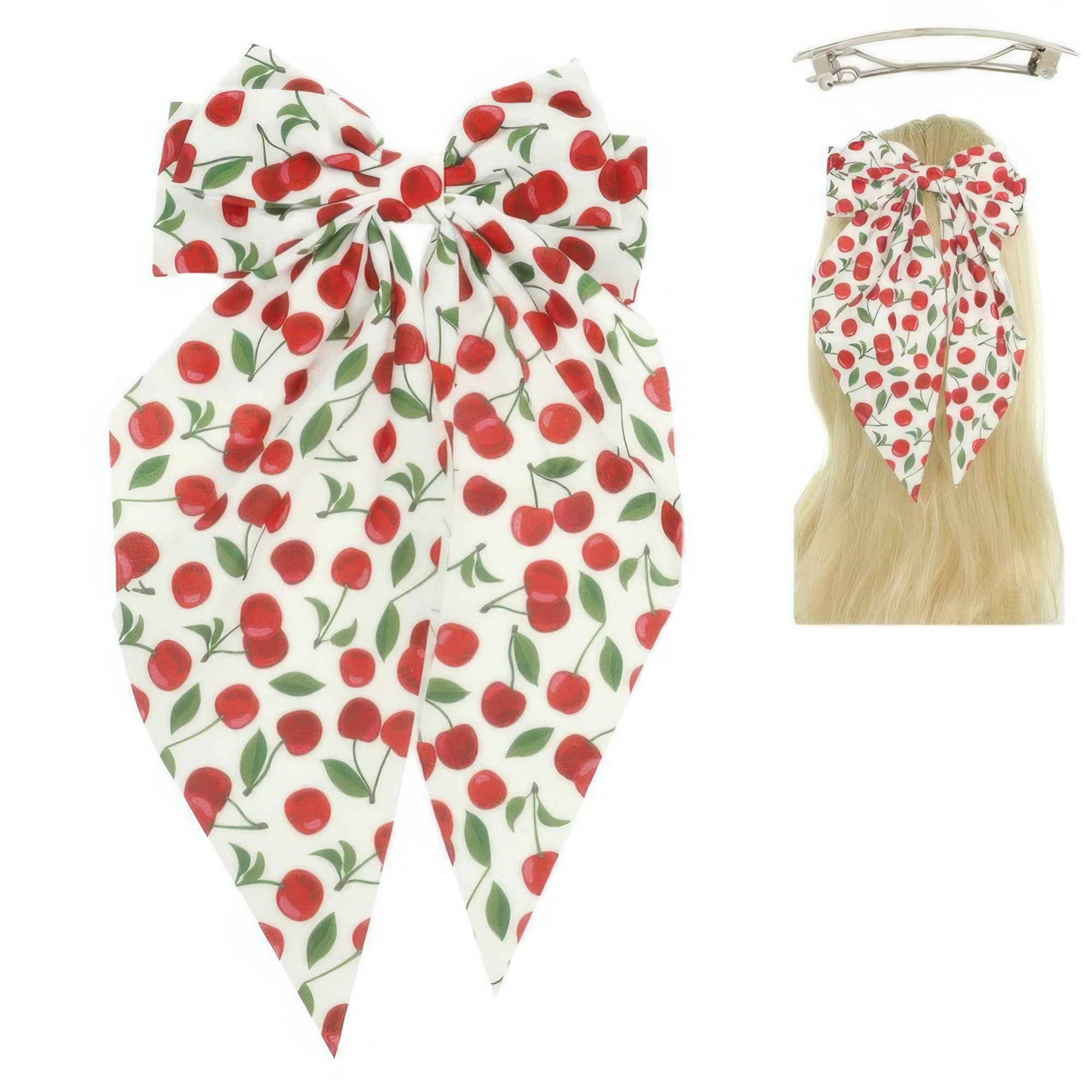Playful Cherry Design Barrette Hair Clip Secondary image