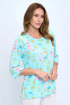 Quarter Sleeve Soft Round Neck Merrow Top | Mixtshop LLC