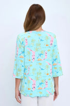 Quarter Sleeve Soft Round Neck Merrow Top | Mixtshop LLC