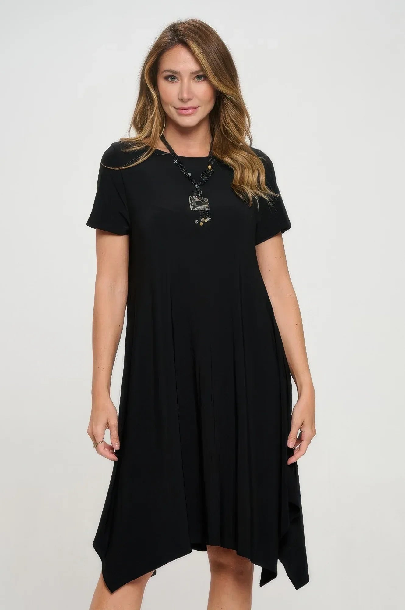 Hit Boat Neck Shark Bite Hem Dress | Mixtshop LLC