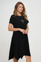 Hit Boat Neck Shark Bite Hem Dress | Mixtshop LLC