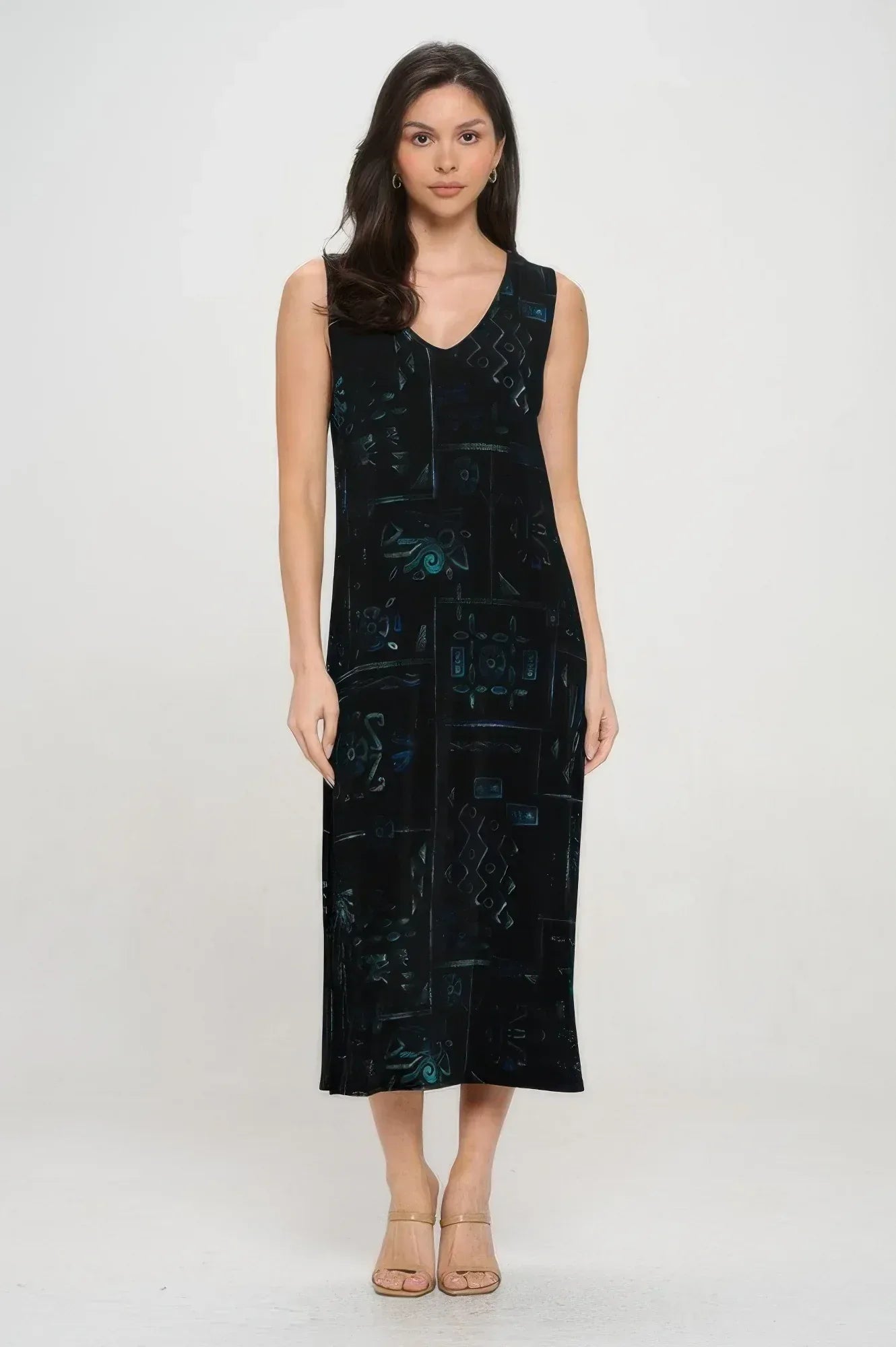 Bns V-neck Midi Tank Dress With Side Slit | Mixtshop LLC Main image