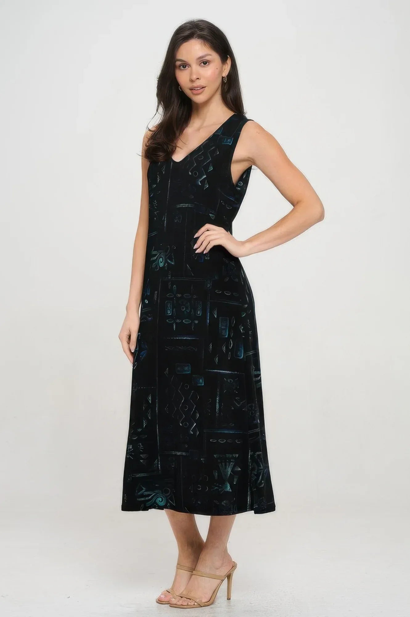 Bns V-neck Midi Tank Dress With Side Slit Secondary image