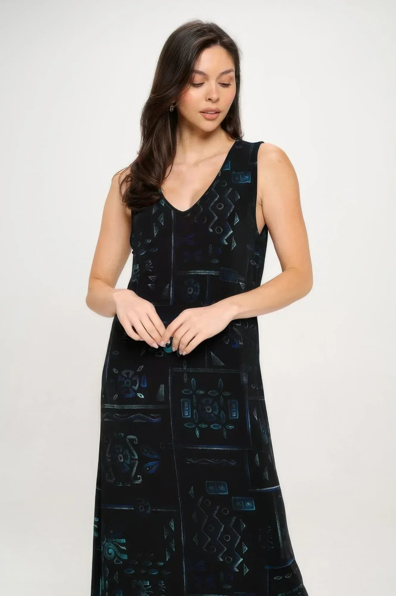 Bns V-neck Midi Tank Dress With Side Slit | Mixtshop LLC