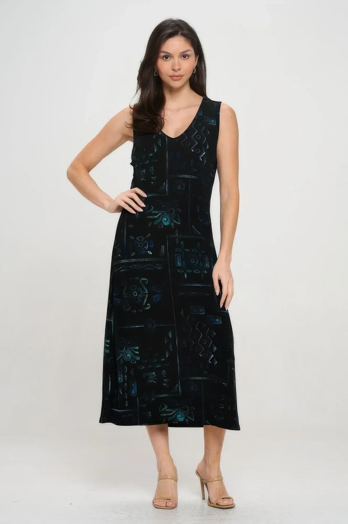 Bns V-neck Midi Tank Dress With Side Slit | Mixtshop LLC