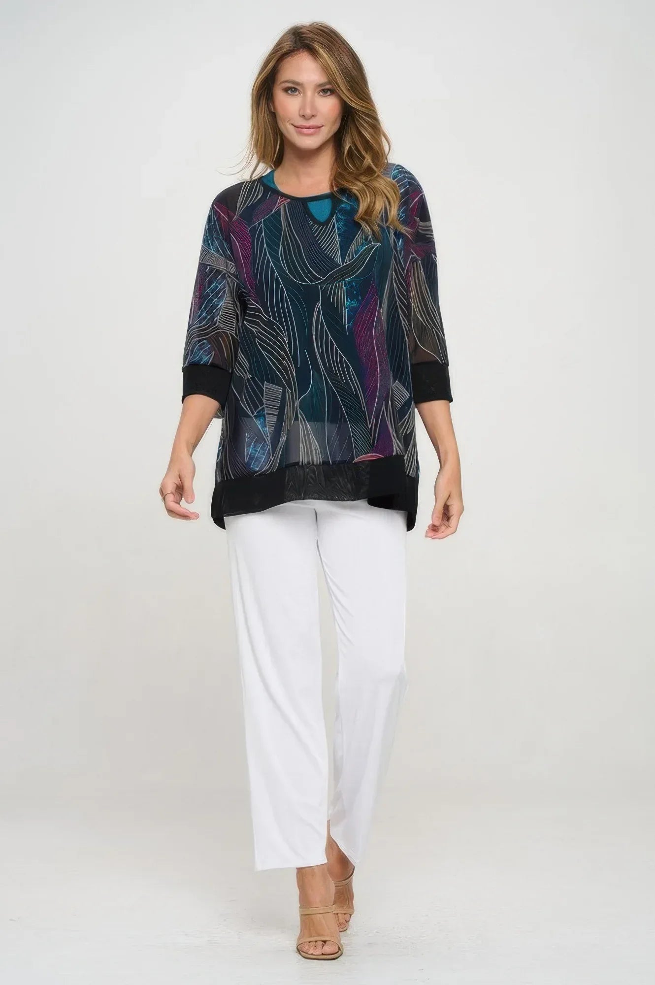 Mesh Romance Key-hole Contrast Top Secondary image