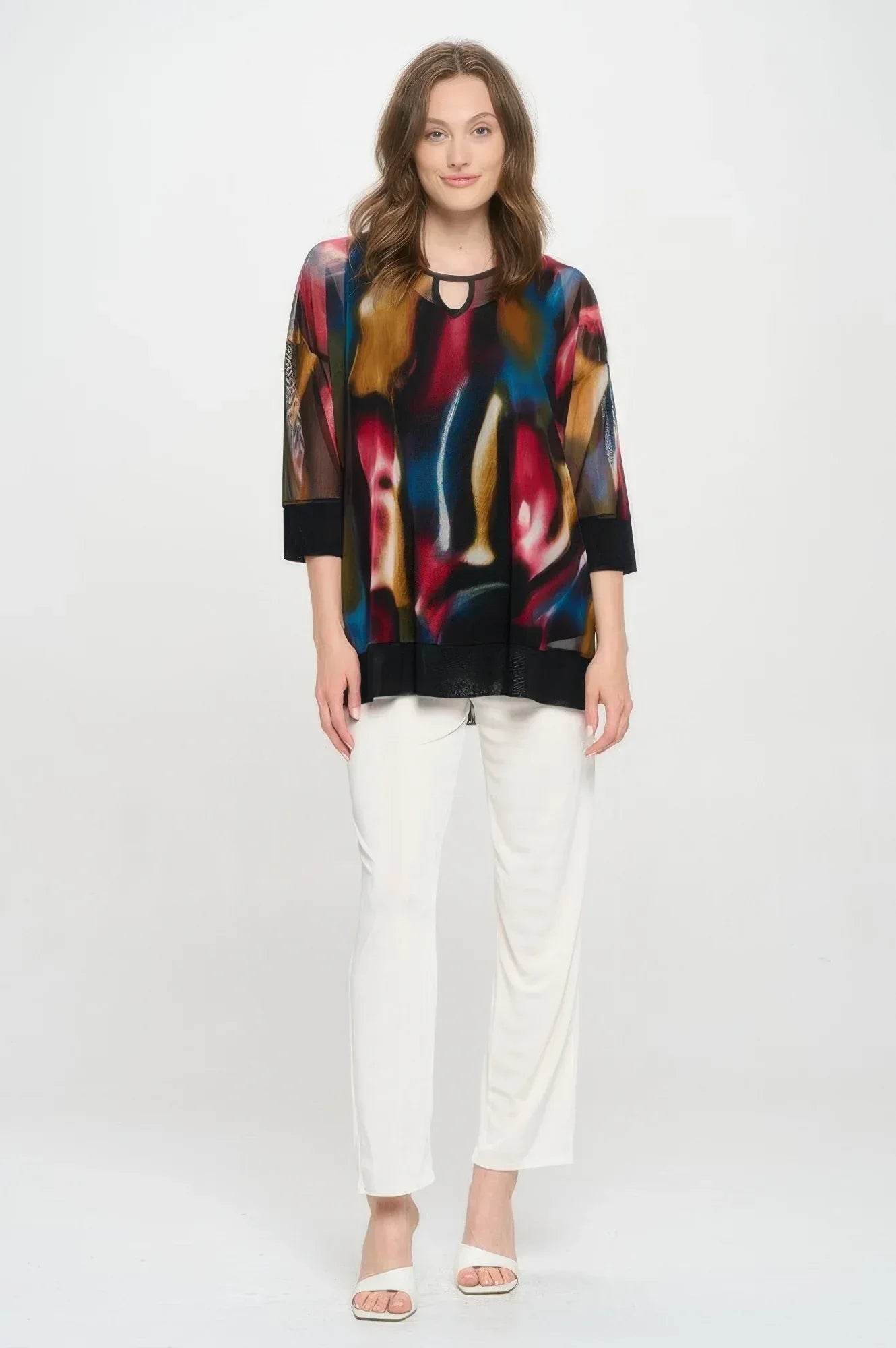 Mesh Romance Key-hole Contrast Top | Mixtshop LLC