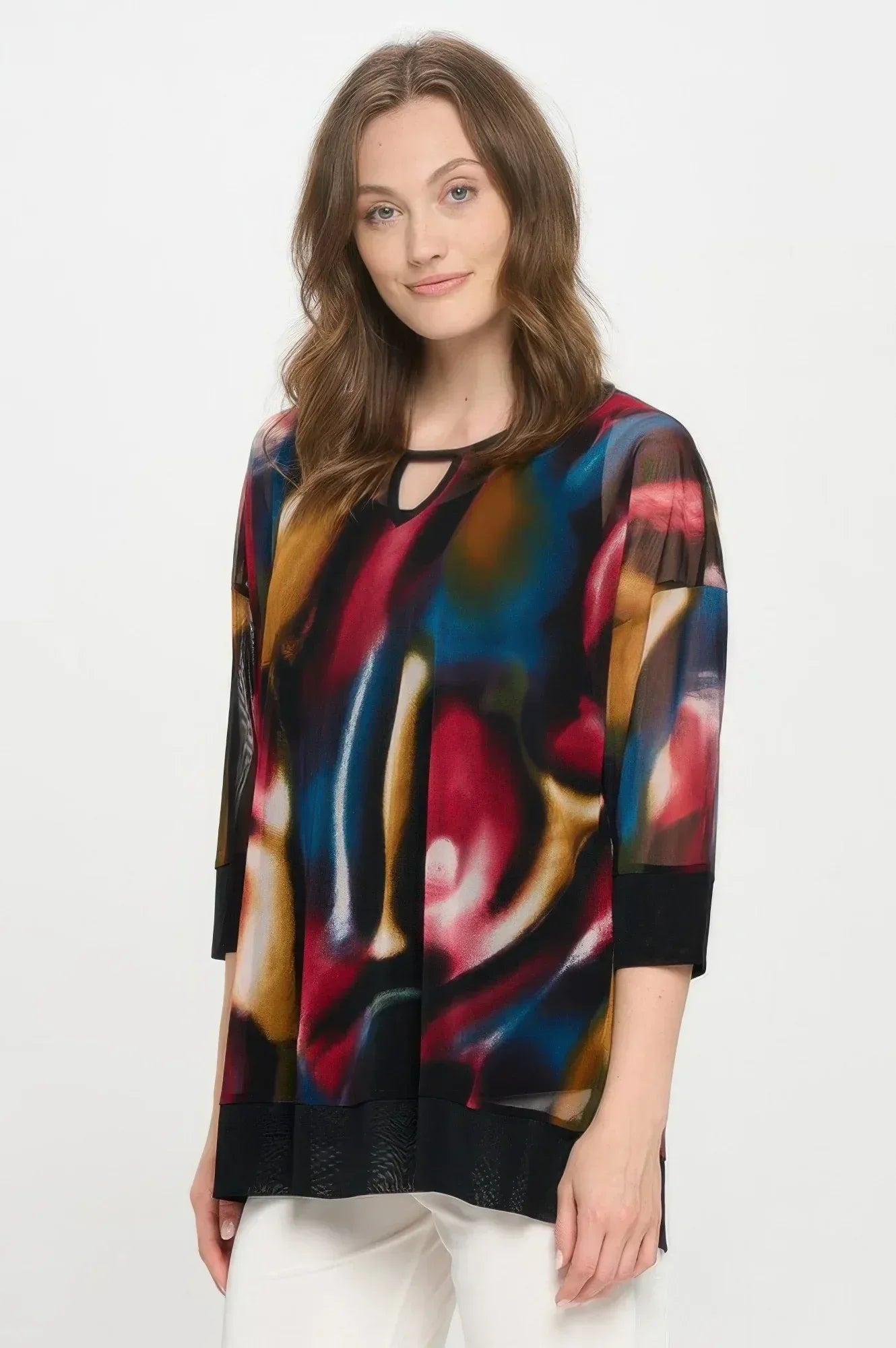 Mesh Romance Key-hole Contrast Top | Mixtshop LLC