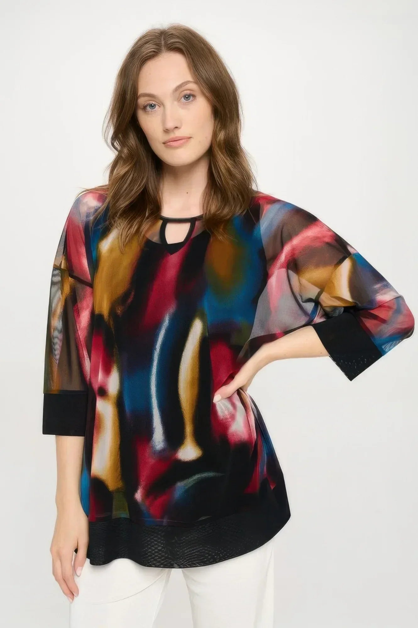 Mesh Romance Key-hole Contrast Top | Mixtshop LLC