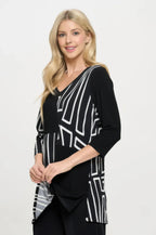 Hit Contrast V-neck Tunic Top | Mixtshop LLC