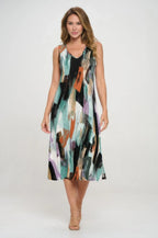 Bns V-neck Midi Tank Dress With Side Slit | Mixtshop LLC