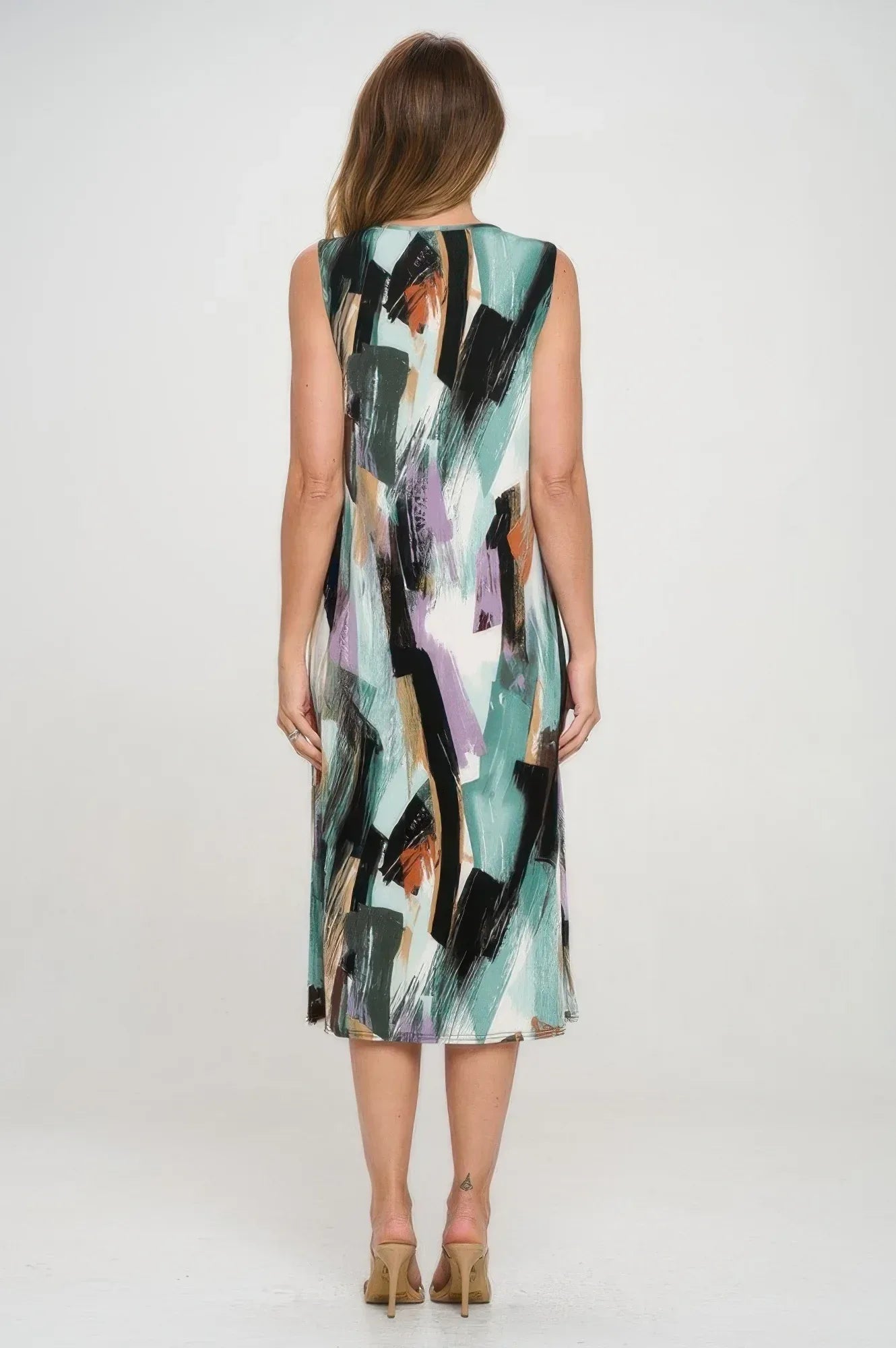 Bns V-neck Midi Tank Dress With Side Slit | Mixtshop LLC