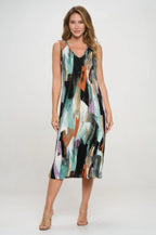 Bns V-neck Midi Tank Dress With Side Slit | Mixtshop LLC