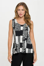 Venechia Pleated Print Sleeveless Tank Top | Mixtshop LLC