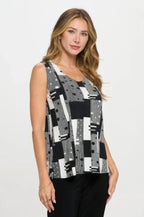 Venechia Pleated Print Sleeveless Tank Top | Mixtshop LLC