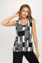 Venechia Pleated Print Sleeveless Tank Top | Mixtshop LLC