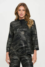 Plus Size Fukuro Jacquard Button Jacket W/foil | Mixtshop LLC
