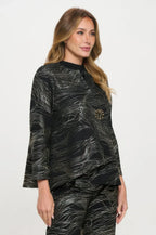 Plus Size Fukuro Jacquard Button Jacket W/foil | Mixtshop LLC