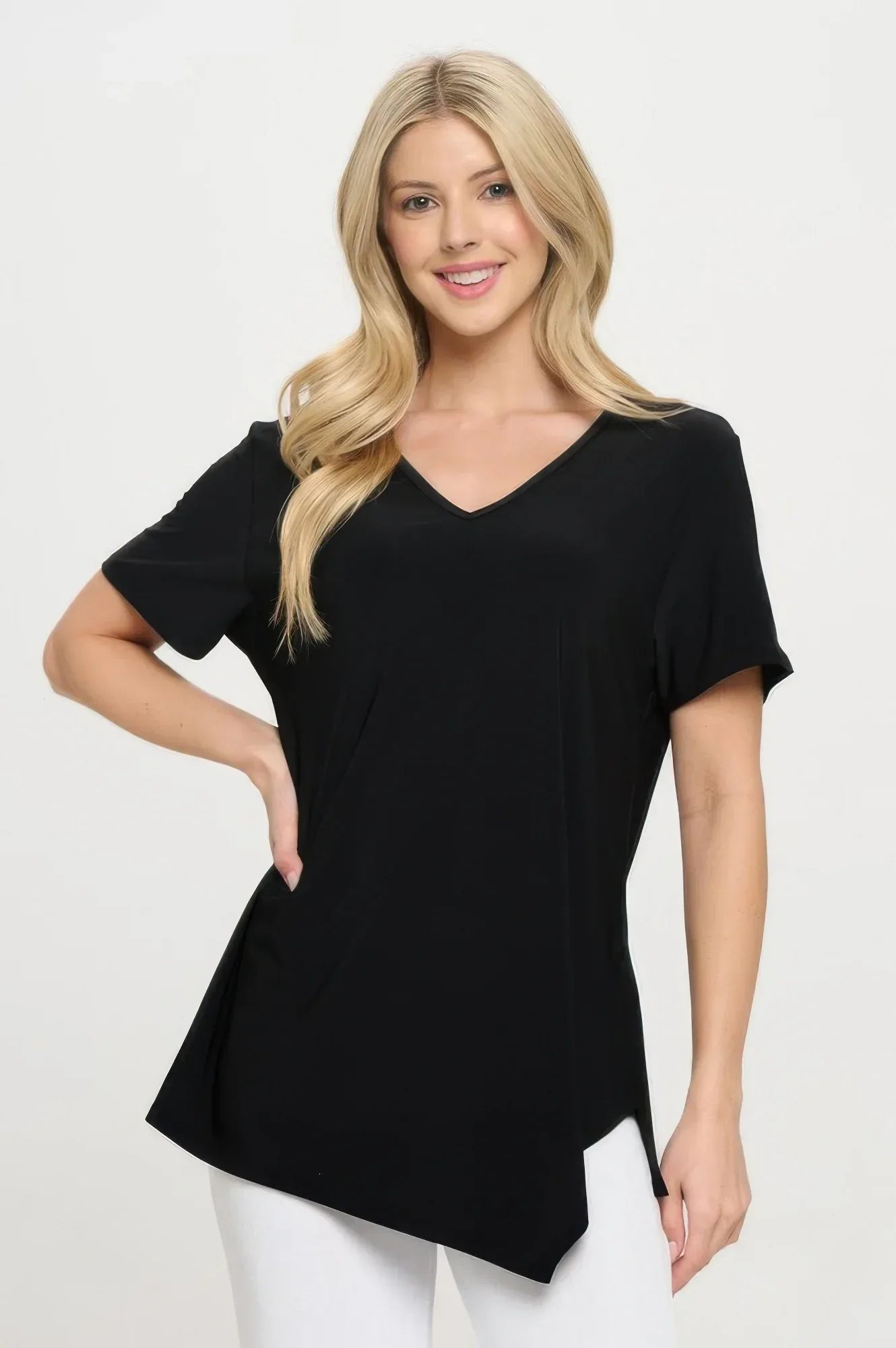 Hit Point V Neck Short Sleeve Top | Mixtshop LLC