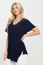 Hit Point V Neck Short Sleeve Top | Mixtshop LLC