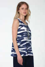 Venechia Pleated Print Sleeveless Tank Top | Mixtshop LLC