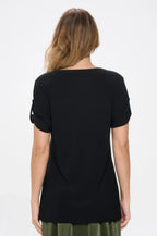 Hit Button Short Sleeve Top | Mixtshop LLC