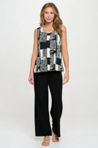Venechia Pleated Print Sleeveless Tank Top | Mixtshop LLC