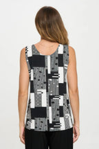 Venechia Pleated Print Sleeveless Tank Top | Mixtshop LLC