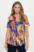 Short Sleeve V-neck Notch Top | Mixtshop LLC