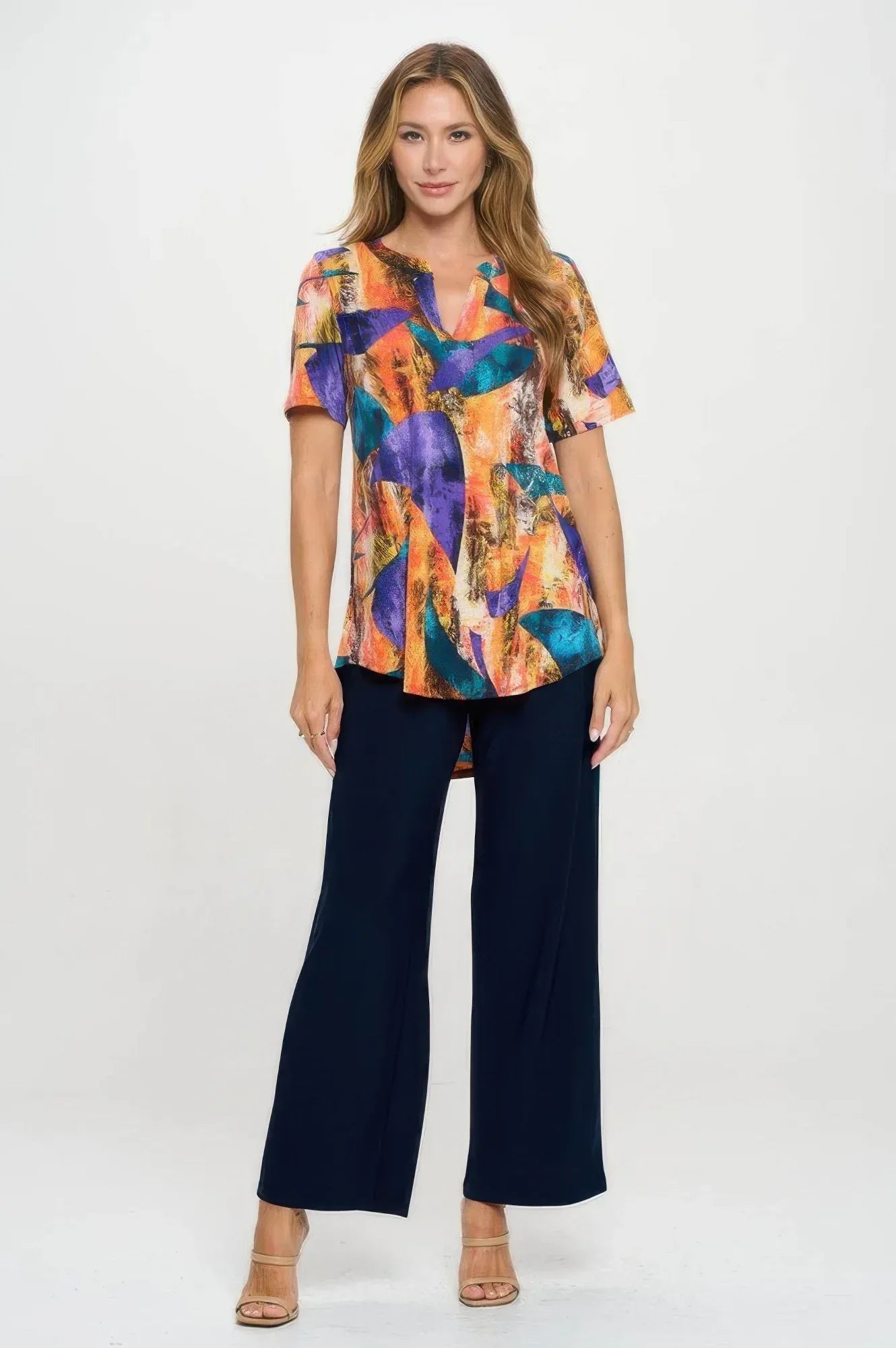 Short Sleeve V-neck Notch Top | Mixtshop LLC