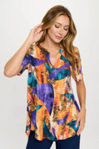 Short Sleeve V-neck Notch Top | Mixtshop LLC
