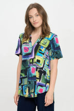 Short Sleeve V-neck Notch Top | Mixtshop LLC