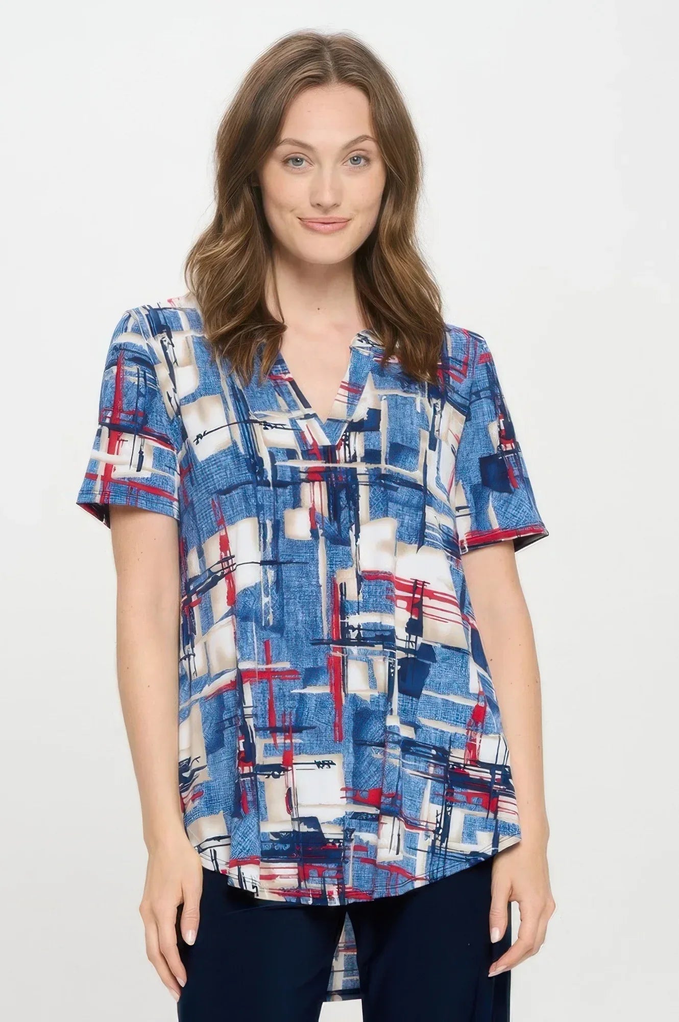 Short Sleeve V-neck Notch Top | Mixtshop LLC