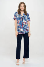 Short Sleeve V-neck Notch Top | Mixtshop LLC
